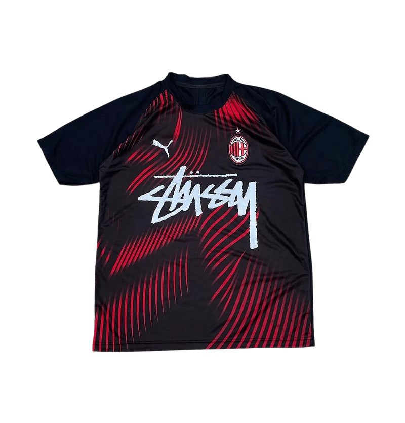 AC Milan X Stüssy Black and Red Football Jersey