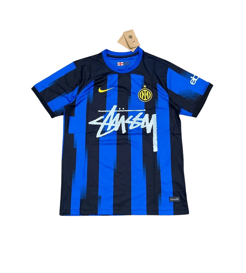 Inter Milan X Stüssy Blue and Black Football Jersey