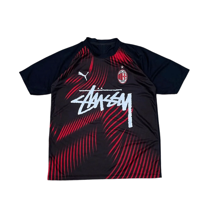 AC Milan X Stüssy Black and Red Football Jersey