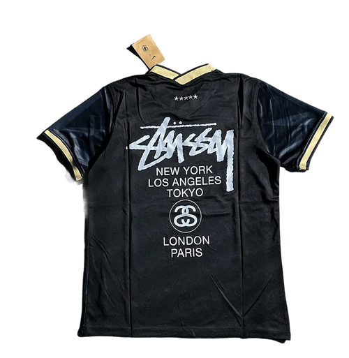 Brazil X Stüssy Black and Gold Football Jersey