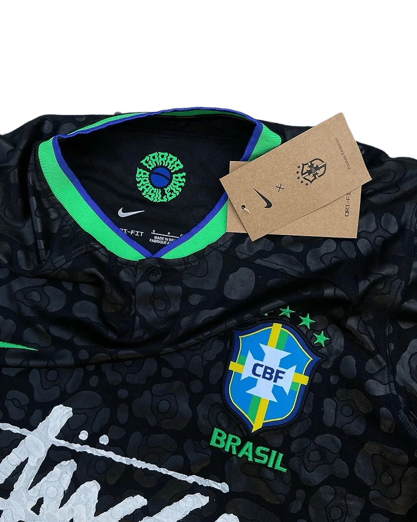 Brazil X Stüssy Black and Green Limited Edition Football Jersey