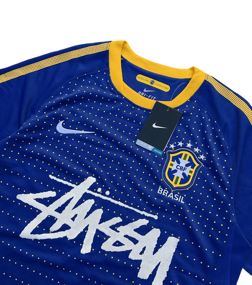 Brazil X Stüssy Blue and Yellow Football Jersey